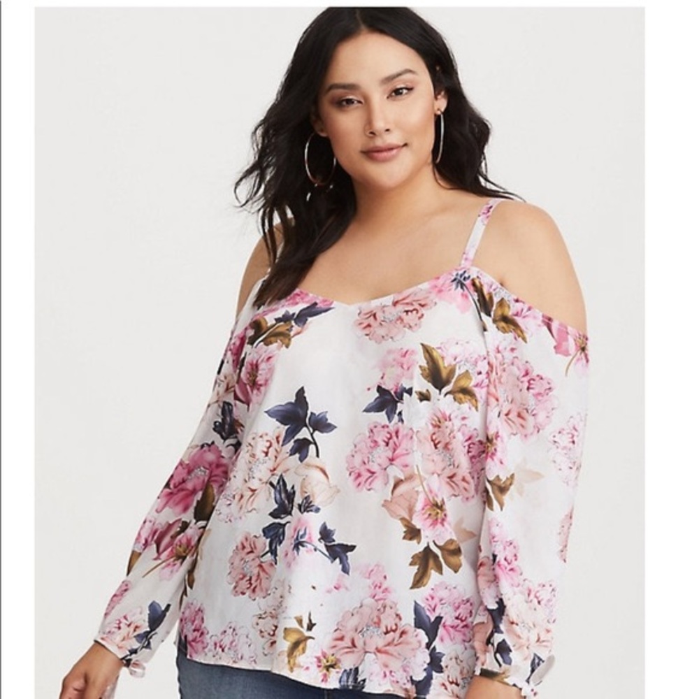 Torrid Floral Cold Shoulder Top - Picture 1 of 6